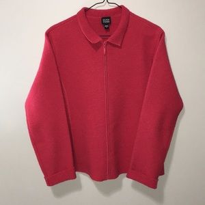 Eileen Fisher Red 100% Wool Zip Up Collared Jacket Size S